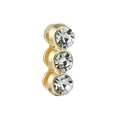 Passant en acier doré avec triple cristaux brillants pour bracelet de 10mm - Étoiles Triples Verticales