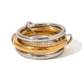 Vierschichtiger Verbindungsring aus Mischmetall mit Mikro-Kristallen und 18K Gold-Finish - US 5 / Vierschichtiger Zweifarbiger Strassring Stil 1