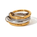 Moderner vierlagiger Ring in Gold und Silber mit funkelnden Zirkonia-Steinen besetzt - US 5 / Vierschichtiger Zweifarbiger Strassring Stil 2