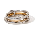 Vierlagiger verschlungener Ring in Gold und Silber mit funkelnder Zirkonia-Pavé - US 5 / Dreischichtiger Zweifarbiger Strassring Stil 1