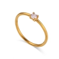 Minimalist 18K gold plated ring featuring a round purple birthstone in four-prong setting - Photochromic Blue