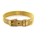 Bracelet en maille d'acier inoxydable doré avec boucle ajustable et finition polie - Bracelet en Maille Métallique Dorée