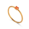 Minimalist 18K gold plated stainless steel ring with orange gemstone in four-prong setting - Orange Red