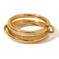 Eleganter vierlagiger Ring aus 18K vergoldetem Edelstahl mit glitzernden Kristalldetails - Dreischichtiger Goldener Strassring