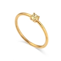 Minimalist 18K gold plated stainless steel ring with light yellow round gemstone - Olive Yellow