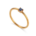 Minimalist 18K gold plated thin ring featuring a round deep blue sapphire gemstone - Sapphire Blue