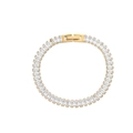 18K vergoldetes Edelstahl-Tennisarmband mit Baguette-geschliffenen Zirkonia-Kristallen - Armband / Gold-Weiß