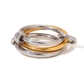 Polierter 18K Gold und Silber vierlagiger Ring mit funkelnden Kristalldetails - Doppelschichtiger Runder Metallring-Zweifarbig 1