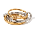 Mehrlagiger Ring aus 18K Gold und Silber mit funkelnden Diamanten im Lagen-Look - Doppelschichtiger Runder Metallring-Zweifarbig 2