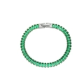 18K vergulde armband met smaragdgroene baguette geslepen zirkonia en een vouwsluiting - Armband / Zilver-Groen
