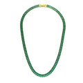 18K vergulde halsketting met smaragdgroene rechthoekig geslepen zirkonia stenen - Ketting / Zilver-Groen