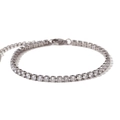 Silver-finish tennis bracelet with square-cut cubic zirconia stones and lobster clasp - Fine Style / Silver