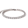 Silver-tone tennis bracelet with cubic zirconia and adjustable extension chain clasp - Medium Style / Silver