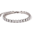 Classic silver tennis bracelet with round cubic zirconia and lobster clasp with chain - Wide Style / Silver