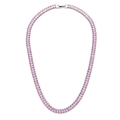 Zilverkleurige tennis collier met rechthoekige roze zirkonia voor dames - Ketting / Zilver-Roze