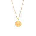 Elegant 18K gold plated stainless steel sunburst pendant necklace with rope chain - Striped Geometric Circular Pendant Necklace