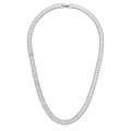 Verzilverde tennis ketting met vierkante zirkonia stenen en een veilige insteeksluiting - Ketting / Zilver-Wit