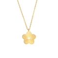 Golden necklace featuring a 18K gold plated flower pendant with striped texture finish - Striped Geometric Flower Pendant Necklace