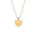Golden 18K plated heart pendant necklace with radial stripes on water wave chain - Striped Geometric Heart Pendant Necklace