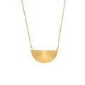 Minimalist 18K gold plated stainless steel necklace with striped semicircular pendant - Striped Geometric Semicircular Pendant Necklace