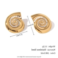 Geometric spiral conch stud earrings in 18K gold plated steel with white pearls - Conch Shell Faux Pearl Stud Earrings - Gold