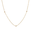 Collar minimalista de oro con tres cristales redondos engastados en una cadena fina en O - Collar (YLN3021) / 38+9 cm / Collar-Dorado-Blanco