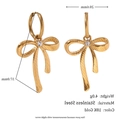 Elegant 18K gold plated stainless steel bow earrings with a clear round zircon stone - Twill Bowknot Earrings with Rhinestones - Gold