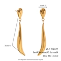 Minimalist 18K gold plated stainless steel teardrop long earrings for women - Spliced Line Teardrop Stud Earrings - Gold