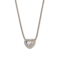 Minimalist silver heart pendant necklace with rope texture edge and Venetian box chain - Silver (Necklace)