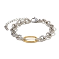 Modern two-tone stainless steel chain bracelet with gold-tone oval link and lobster clasp - 8mm Chunky O Chain Paperclip Bracelet / Steel Chain Gold Buckle Bracelet