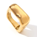 Minimalistischer dicker Bio-Ring mit unregelmäßigem Design, 18K vergoldeter Edelstahl - US 6 / Minimalistischer quadratischer geometrischer Stil / Gold
