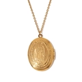 Goldenes ovales Medaillon mit Unsere Liebe Frau von Guadalupe Relief und 18K Vergoldung - Jungfrau von Guadalupe Medaillon Halskette-Gold