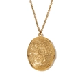 Ovale 18K vergoldete Medaillon-Halskette mit Vintage-Blumengravur und Innenspiegel - Gänseblümchen Medaillon Halskette-Gold
