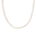 Collar minimalista de acero bañado en oro de 18K con cuentas de nácar facetadas blanco - Jade Blanco