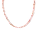 Pink faceted beaded necklace with 18K gold plated stainless steel accents for women - Pink Opal