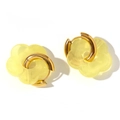 Créoles rétro en acier inoxydable plaqué or 18K avec breloques fleurs jaunes - Jaune Transparent