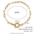 18K gold plated stainless steel paperclip link chain bracelet with large spring ring clasp - Paperclip Chain (Gold)