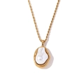 Vintage 18K gold plated stainless steel necklace with baroque pearl on twist chain - Baroque Artificial Pearl Twist Chain Necklace (YLN3284-E7809) / Baroque Faux Pearl Twist Chain Necklace - Gold