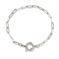 Minimalist silver stainless steel paperclip chain bracelet with a large sailor clasp - Paperclip Chain (Steel Color)