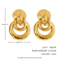 Retro 18K vergoldete Edelstahl-Ohrringe mit dreifach geschichteten Türklopfer-Ringen - Doppelring-Patchwork-Stil / Gold