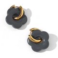 Boucles d'oreilles fleur en résine grise avec créoles en acier plaqué or 18 carats - Gris foncé