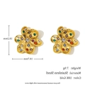 Edelstahl-Blumenohrringe mit 18K Goldbeschichtung und bunten Zirkonsteinen in Gold - 3D Blumen Stil / Gold Bunt