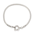 Sleek silver stainless steel snake chain bracelet with classic round spring clasp - Snake Bone Chain (Steel Color)