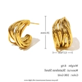 Geflochtene 18K vergoldete C-förmige Creolen aus Edelstahl im Kordeldesign - Hohllinie C-Form Stil / Gold