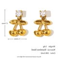 Σκουλαρίκια κεράσι από ανοξείδωτο ατσάλι 18K με λευκό ζιργκόν και χρυσή επίστρωση - Στυλ Κεράσι με Ζιργκόν / Χρυσό