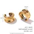 Polierte 18K vergoldete Edelstahl-Ohrklemmen, Abmessungen 20,3 mm mal 11,7 mm groß - Stereoskopisch Konkav Polierte Ohrklemme - Gold