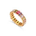 Gold eternity ring featuring oval-cut multi-colored cubic zirconia stones in a claw setting - US 6 / Colorful Zirconia