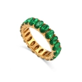 Golden ring variant featuring multiple green oval zircon stones in a row setting - US 6 / Green Zircon