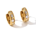 Vergoldete Edelstahl-Ohrringe mit geometrischen Sternen und Zirkonia-Anhängern - Geometrische Wassertropfen Zirkon Ohrring - Gold - Weiß