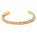 18K gold-plated stainless steel open bangle with engraved ocean patterns and zircon - Geometric Style 4 Gold